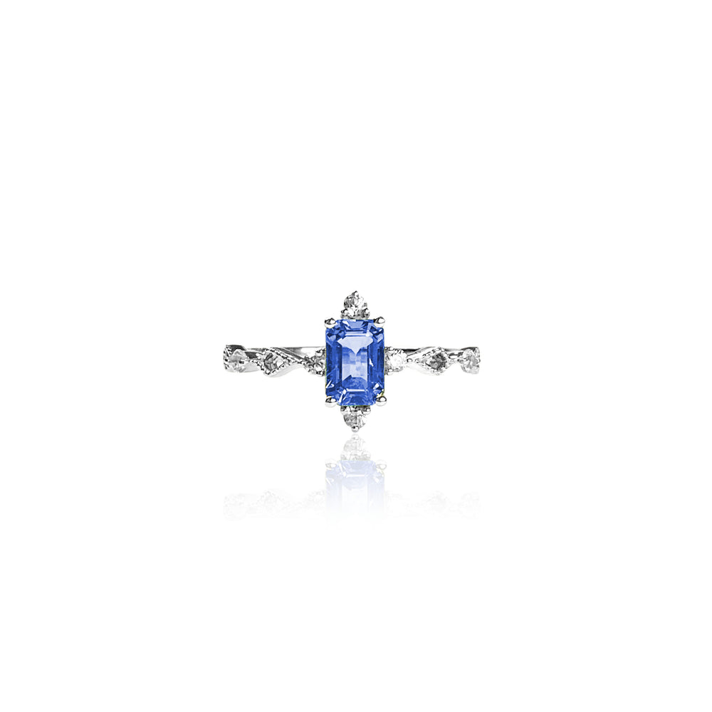 Starry Night Collection - Sapphire & Diamond Ring in 18K White Gold