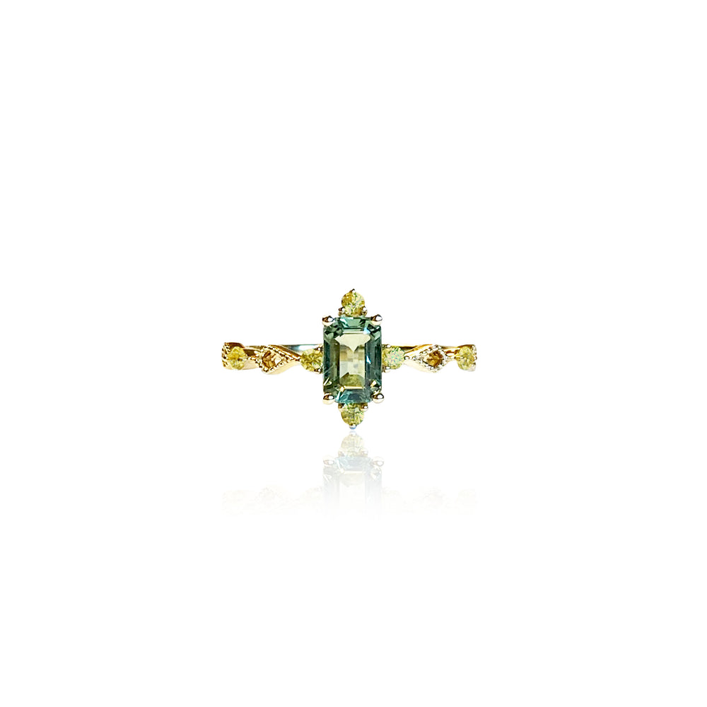 星夜系列 - 綠色藍寶石鑽石戒指