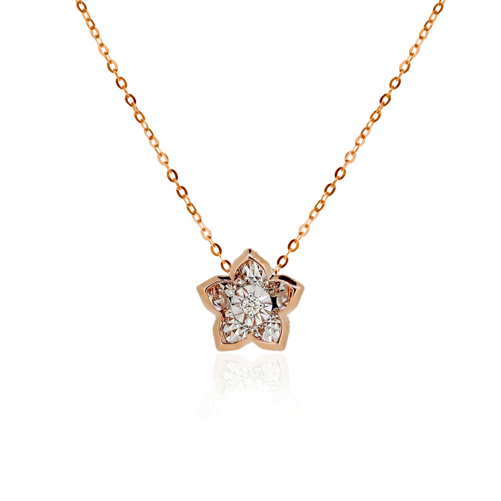 Beat Series dancing sakura diamond necklace in 18k rose gold