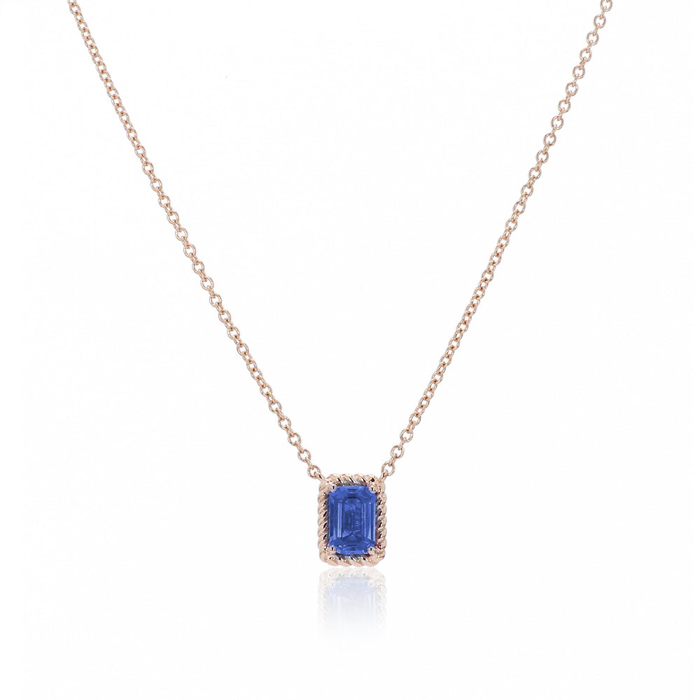 
                  
                    Load image into Gallery viewer, The Bellini Garden Collection - Emerald Cut Sapphire Necklace in 18K Gold
                  
                