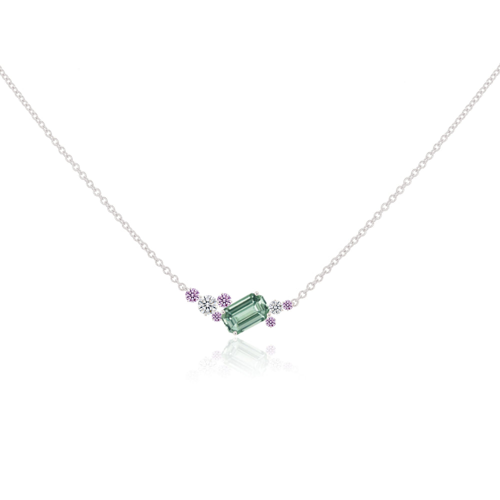 Starry Night Collection - Green Sapphire & Diamond Necklace in 18K Gold