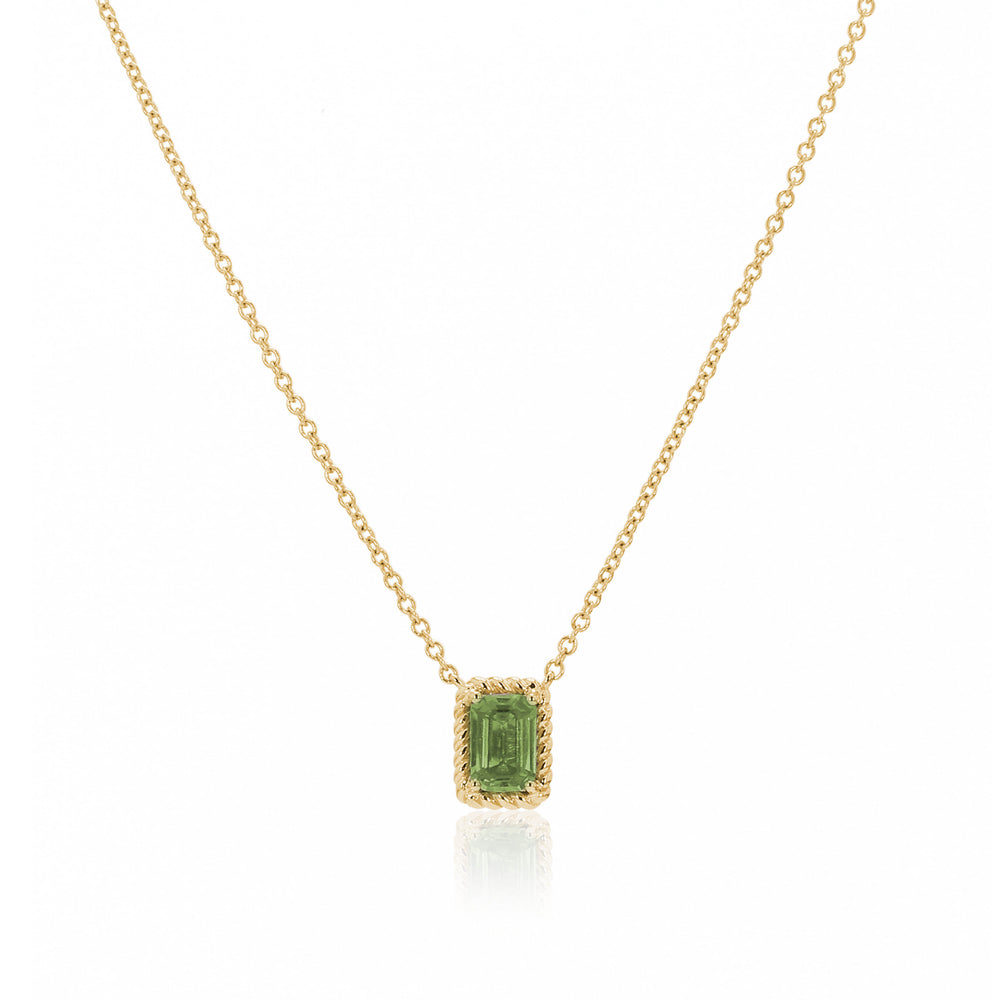 The Bellini Garden Collection - Emerald Cut Green Sapphire Necklace in 18K Gold