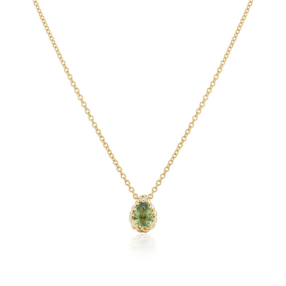
                  
                    Load image into Gallery viewer, The Bellini Garden Collection - Pear Shape Green Sapphire Necklace in 18K Gold
                  
                