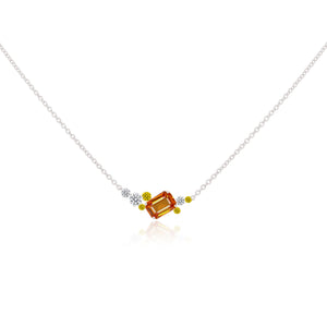 
                  
                    Load image into Gallery viewer, Starry Night Collection - Orange Sapphire &amp;amp; Diamond Necklace in 18K Gold
                  
                