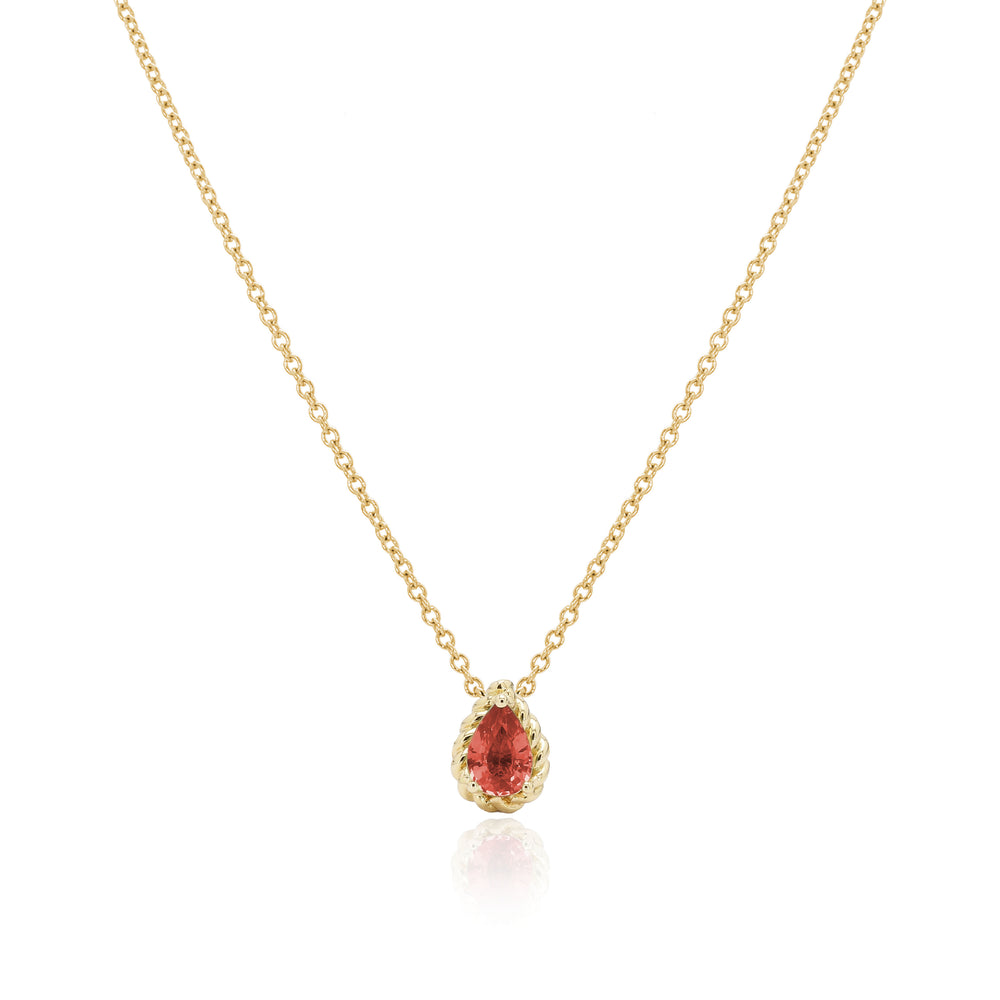 
                  
                    Load image into Gallery viewer, The Bellini Garden Collection - Pear Shape Orange Sapphire Necklace in 18K Gold
                  
                