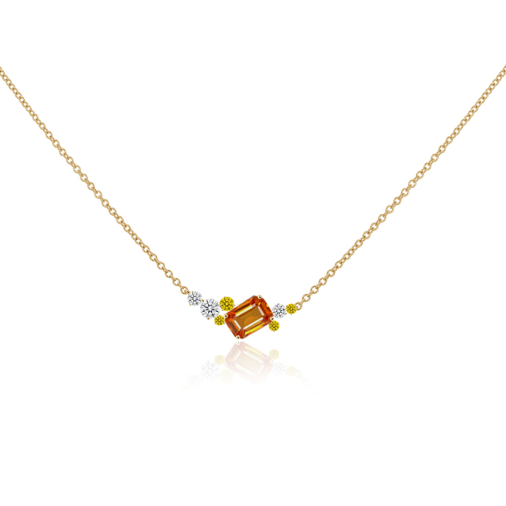 Starry Night Collection - Orange Sapphire & Diamond Necklace in 18K Gold