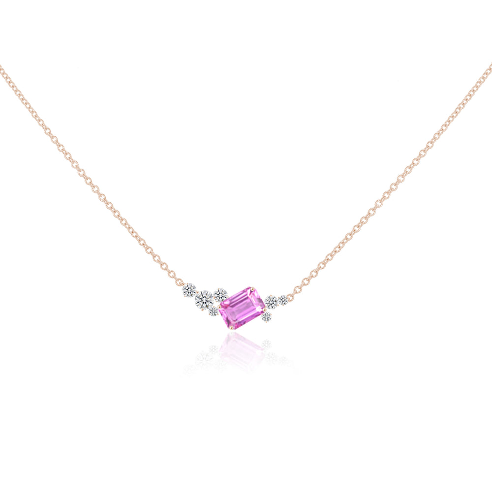 星夜系列 - 粉紅色藍寶石鑽石頸鏈