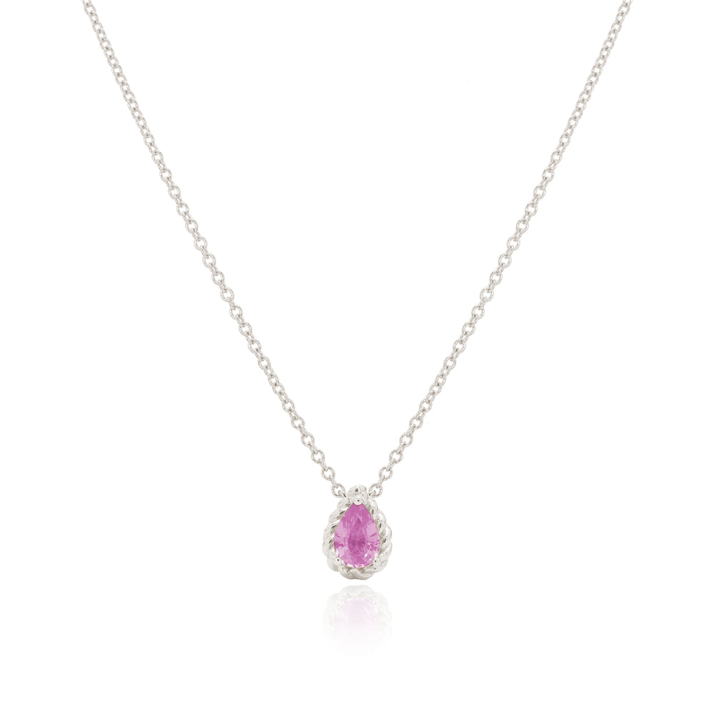 
                  
                    Load image into Gallery viewer, The Bellini Garden Collection - Pear Shape Pink Sapphire Necklace in 18K Gold
                  
                