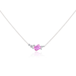 
                  
                    Load image into Gallery viewer, Starry Night Collection - Pink Sapphire &amp;amp; Diamond Necklace in 18K Gold
                  
                