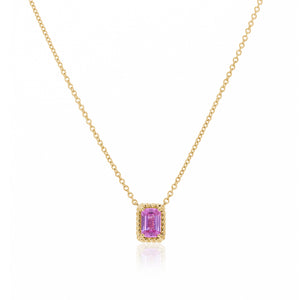 
                  
                    Load image into Gallery viewer, The Bellini Garden Collection - Emerald Cut Pink Sapphire Necklace in 18K Gold
                  
                