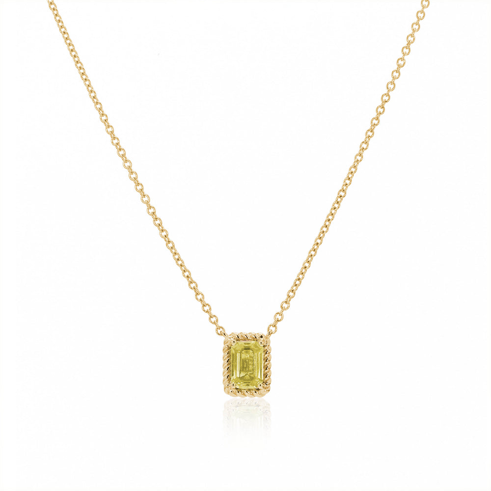 The Bellini Garden Collection - Emerald Cut Yellow Sapphire Necklace in 18K Gold