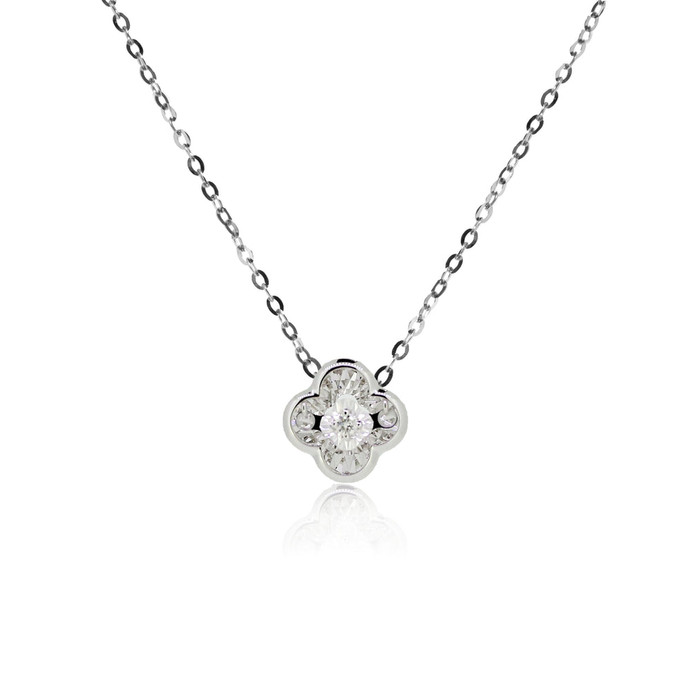 Beat Series dancing clover diamond necklace in 18k white gold