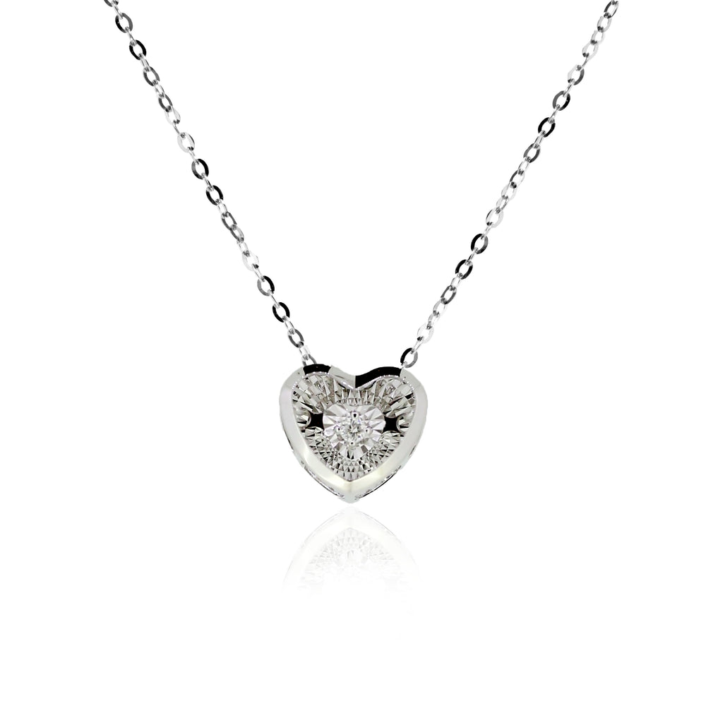 Beat Series dancing heart diamond necklace in 18k white gold
