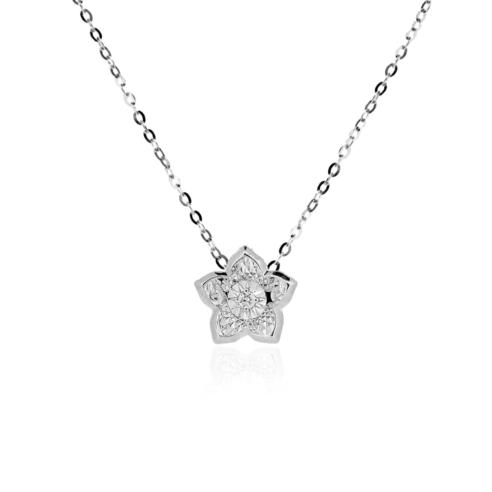 Beat Series dancing sakura diamond necklace in 18k white gold